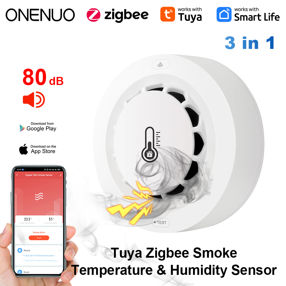 Smoke Detector Interconnected - Tuya Zigbee BT dwa połączenia czujnik